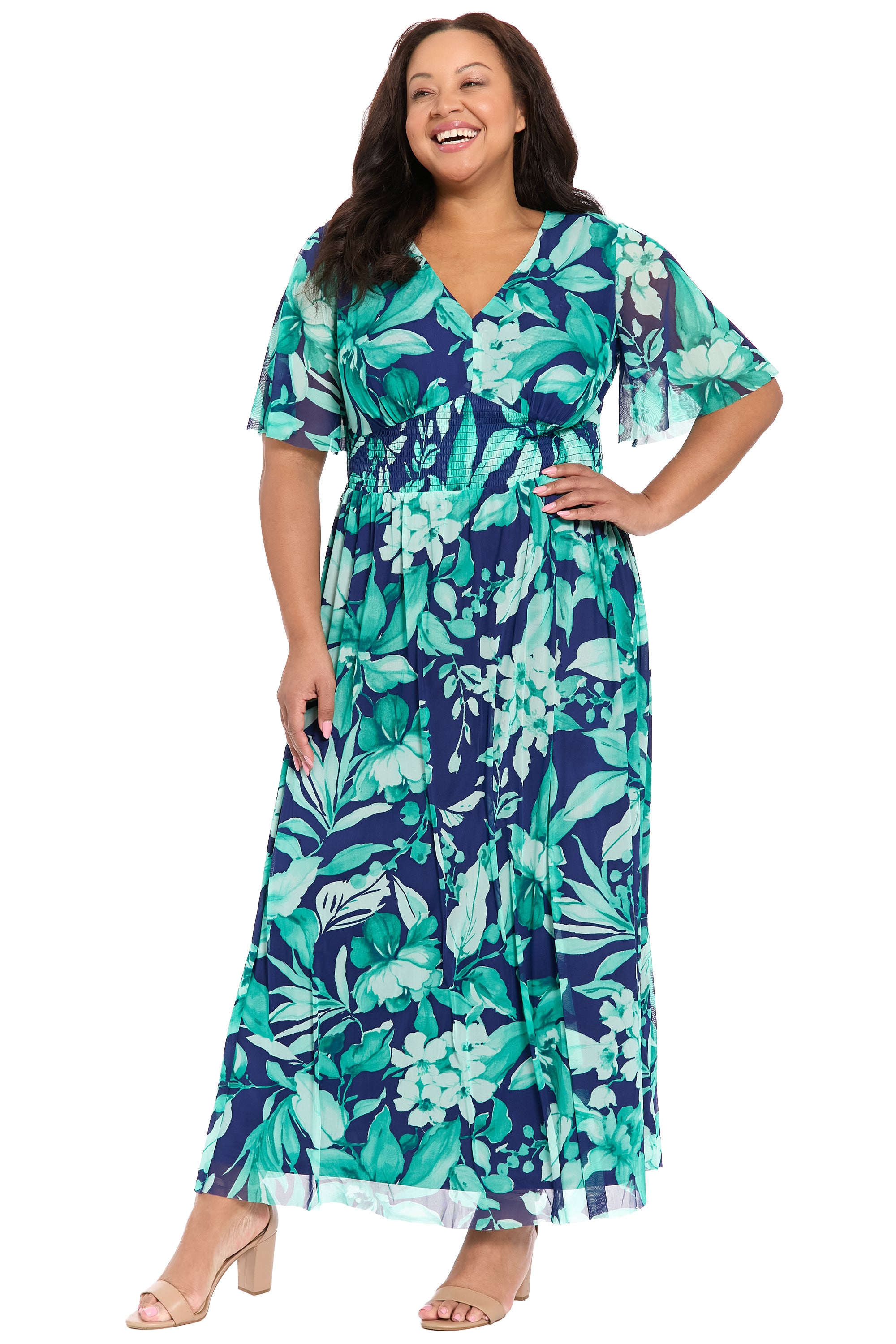 knee length dresses for ladies Maggy London Floral Maxi Dress in Soft White/Raspberry at Nordstrom, Size 12