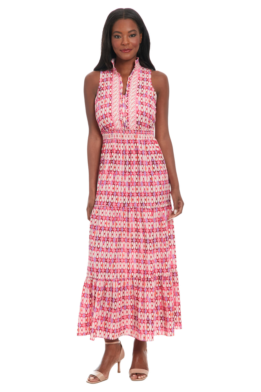 RUFFLE NECK SLEEVELESS PEASANT MAXI Maggy London RUFFLE NECK SLEEVELESS PEASANT MAXI Maggy London