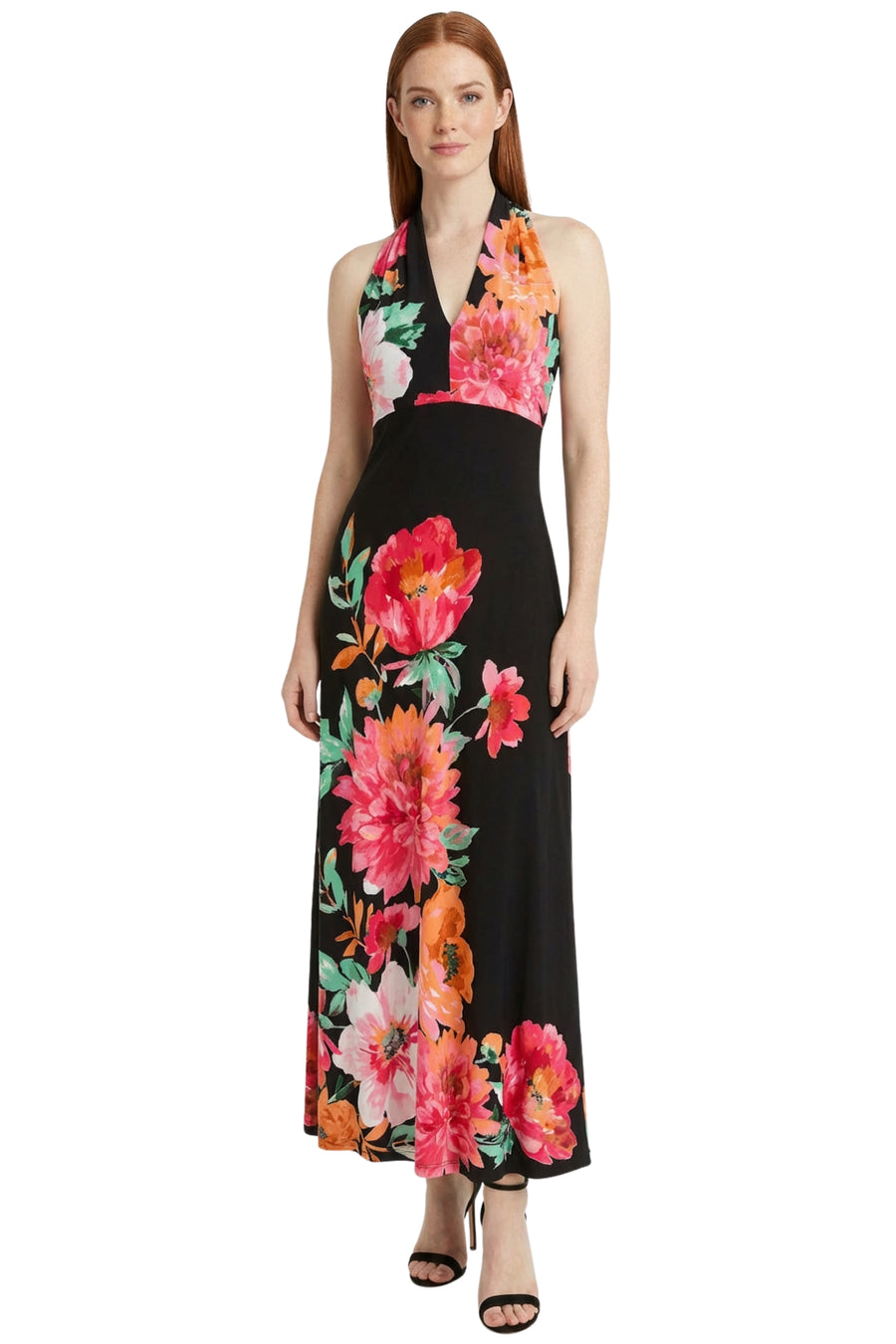 London Times Women's Floral Print Halter Maxi Dress - Red - Maxi dresses London Times Women's Floral Print Halter Maxi Dress - Red - Maxi dresses