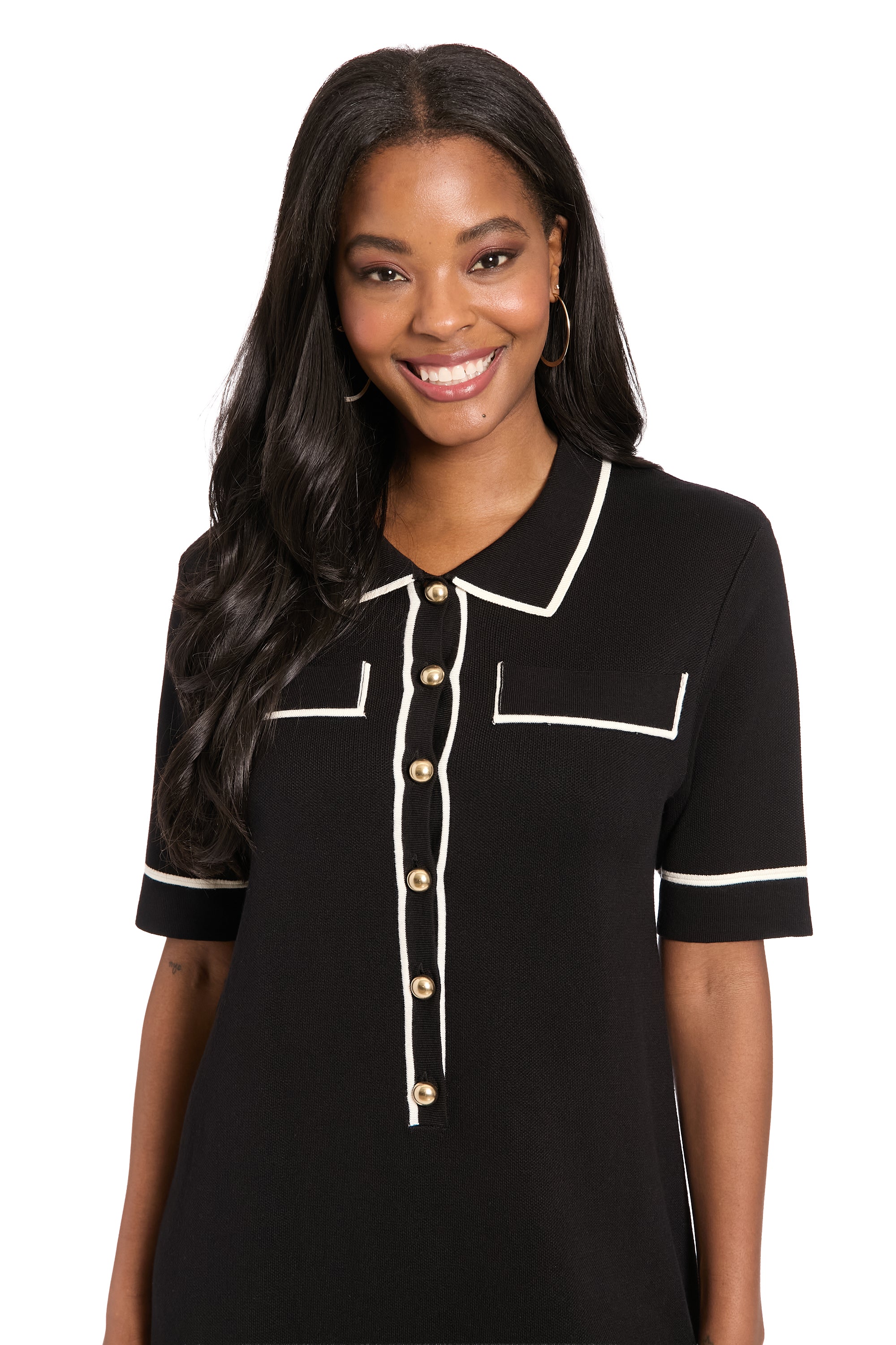 Rei Polo Sweater Dress Shift Short Sleeve Knee-Length | London