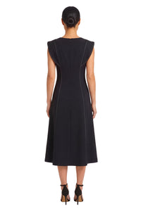 Mavy Cap Sleeve Seamed A-Line Dress