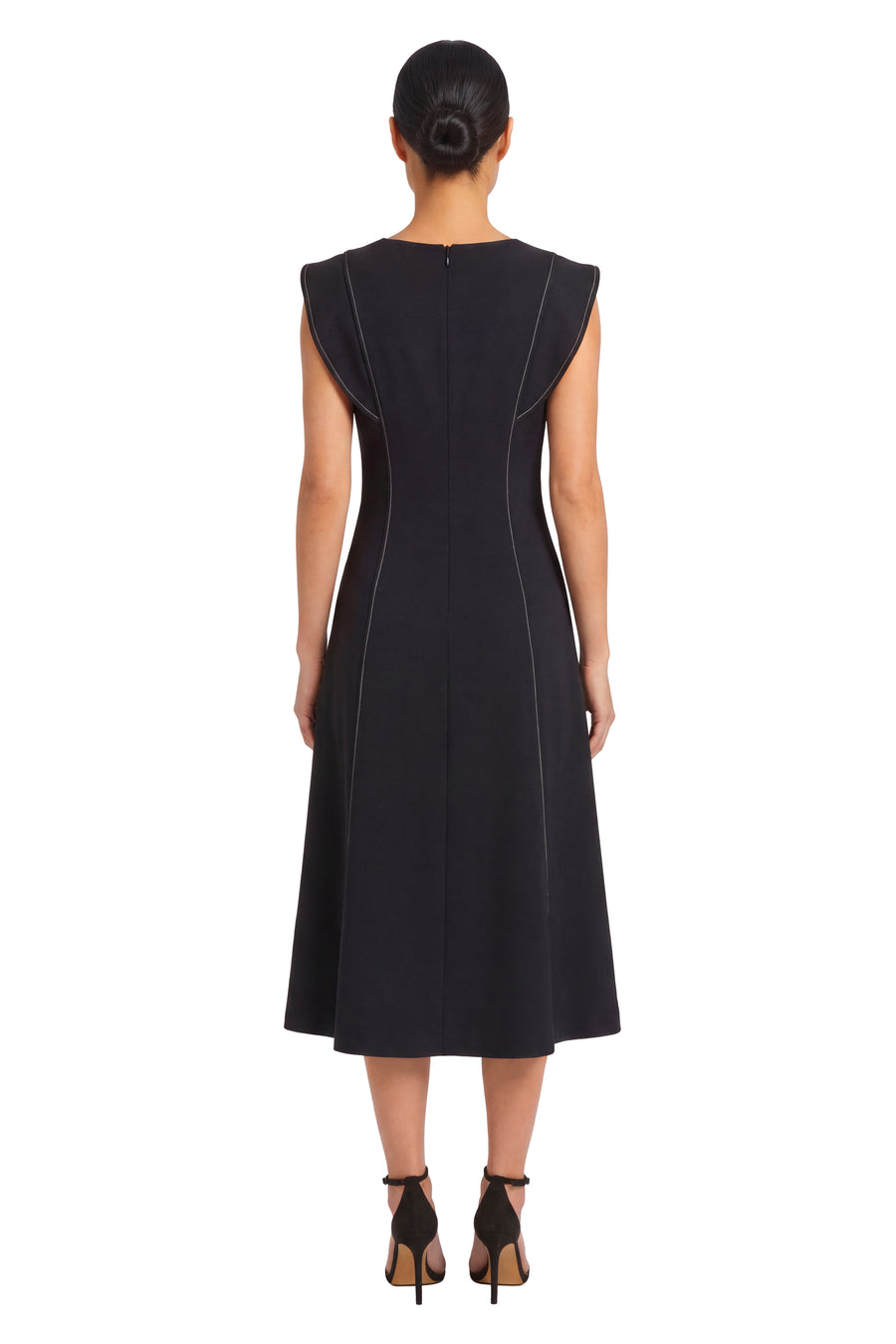 Mavy Cap Sleeve Seamed A-Line Dress