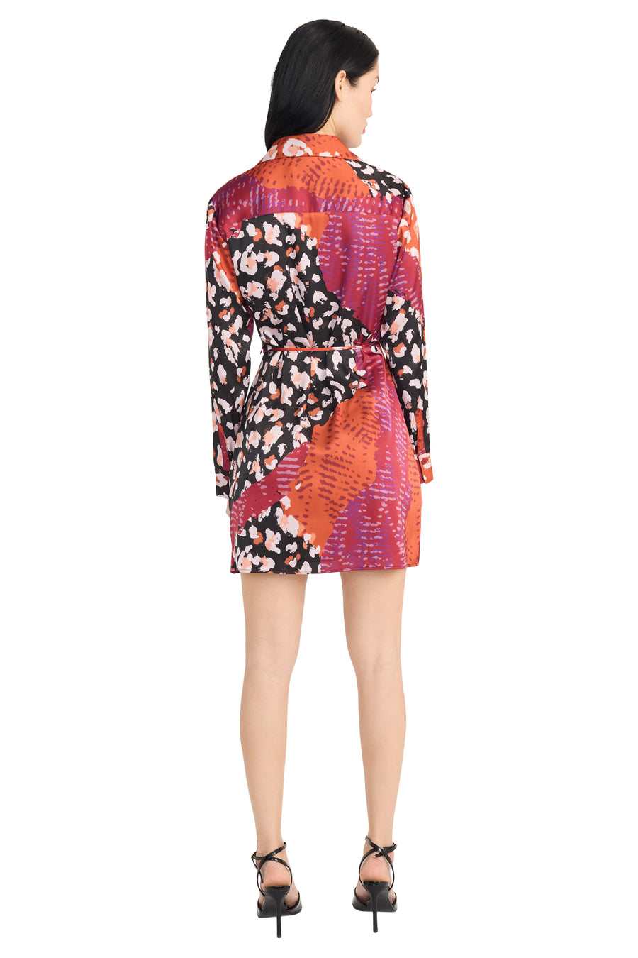 Luz Mini Wrap Dress in Mod Spots A-Line Long Sleeve | Donna Morgan Maggy London Luz Mini Wrap Dress in Mod Spots A-Line Long Sleeve | Donna Morgan Maggy London