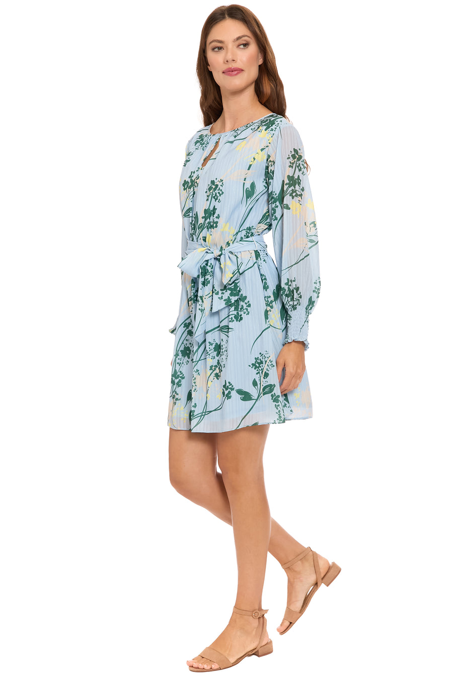 Alana Long Bishop Sleeve Keyhole Dress