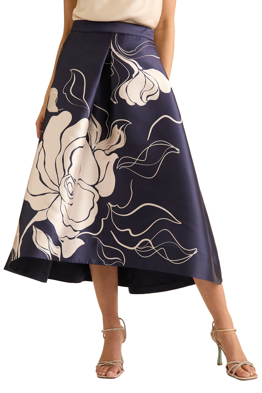 Gramercy Pleated High Low Skirt in Floral Eclipse