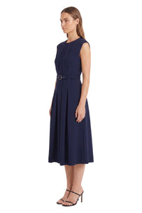 Joanie Pleated Belted Midi Dress