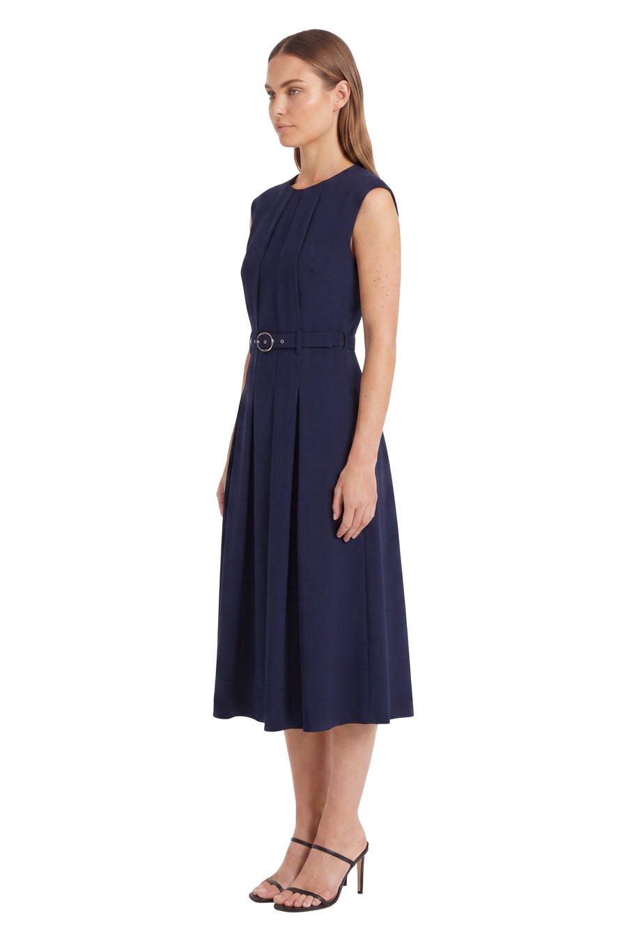 Joanie Pleated Belted Midi Dress
