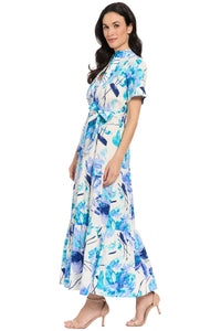 Amilia Flutter Sleeve Belted Tiered Maxi Dress