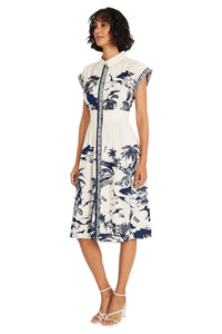 Dulcie Cotton Shirtdress in Riviera Border