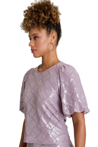 Bryant Jewel Neck Bubble Sleeve Top top