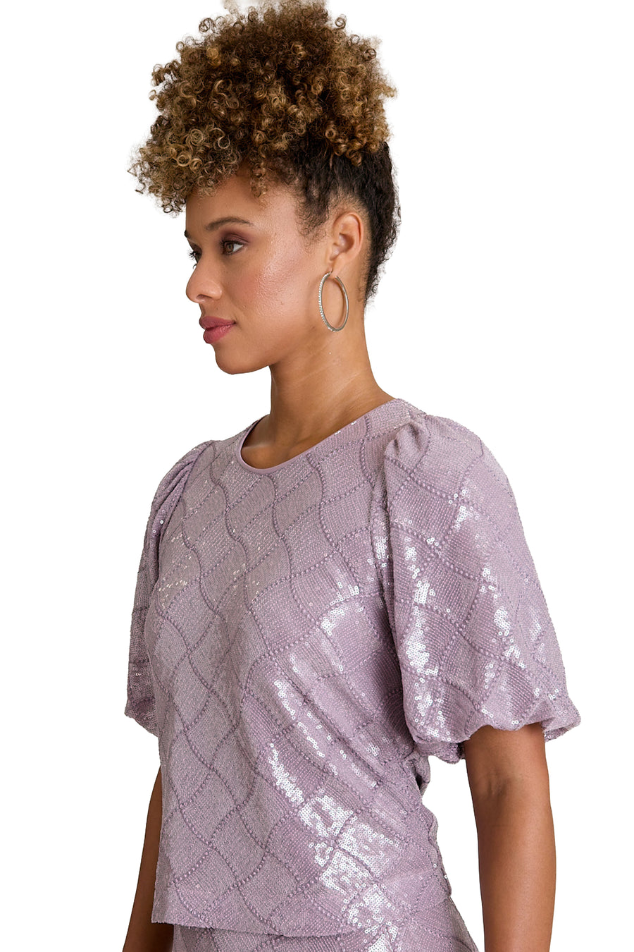 Bryant Jewel Neck Bubble Sleeve Top