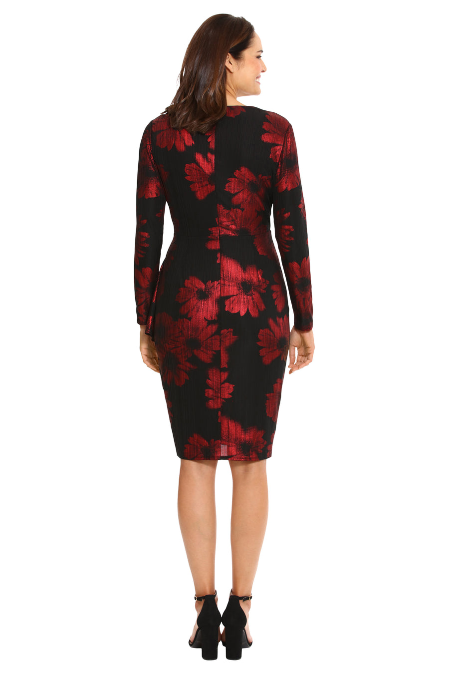 London Times Women's Floral Long Sleeve Faux Wrap Dress - Red - Casual Dresses London Times Women's Floral Long Sleeve Faux Wrap Dress - Red - Casual Dresses