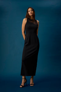 Ariella Jewel Neck Illusion Maxi Dress