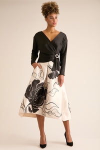 Gramercy Pleated High Low Skirt in Floral Eclipse
