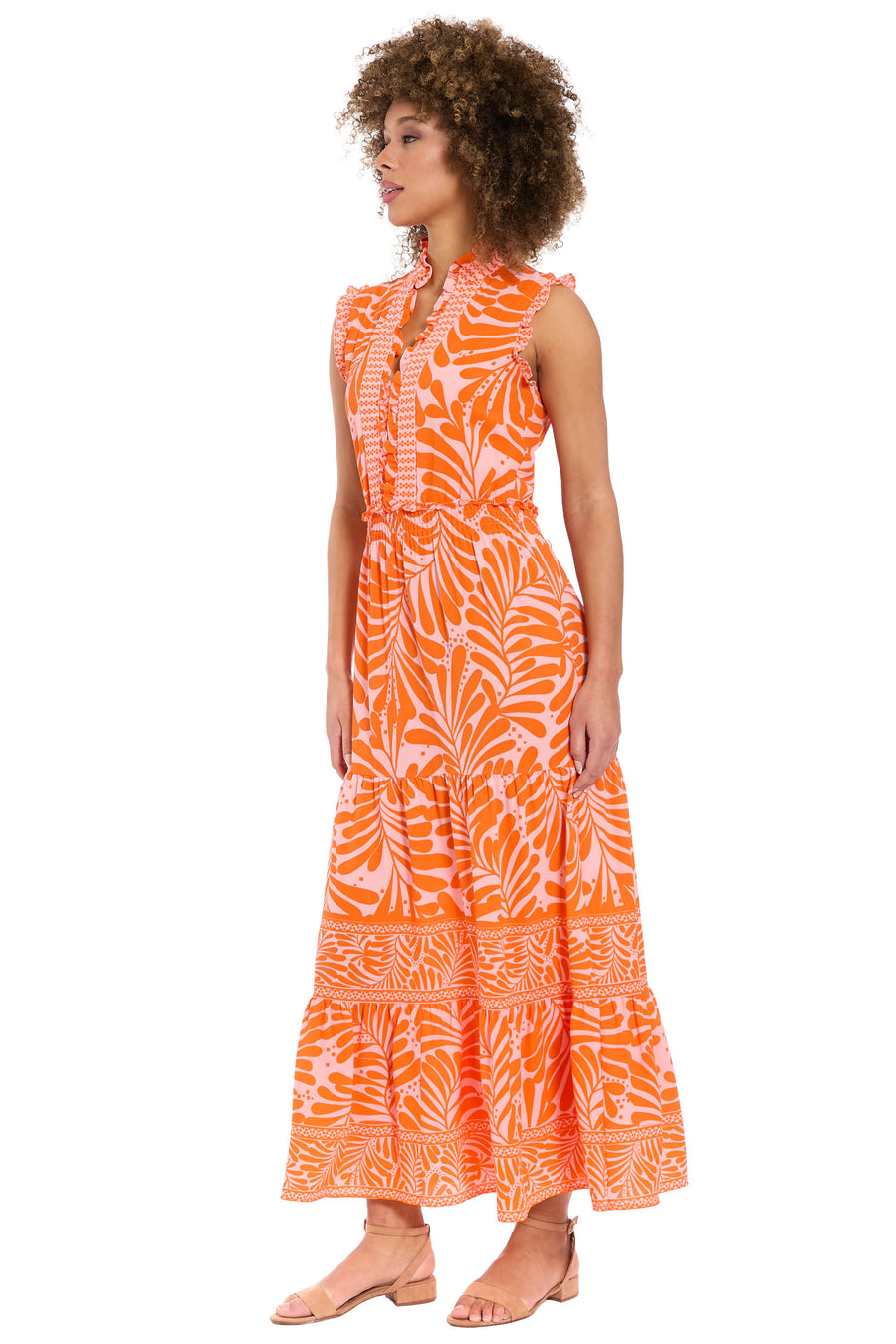 Consuela Sleeveless Maxi in Leaf Print