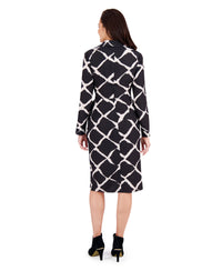 Rhea Collared Side Tie Midi in Bias Plaid