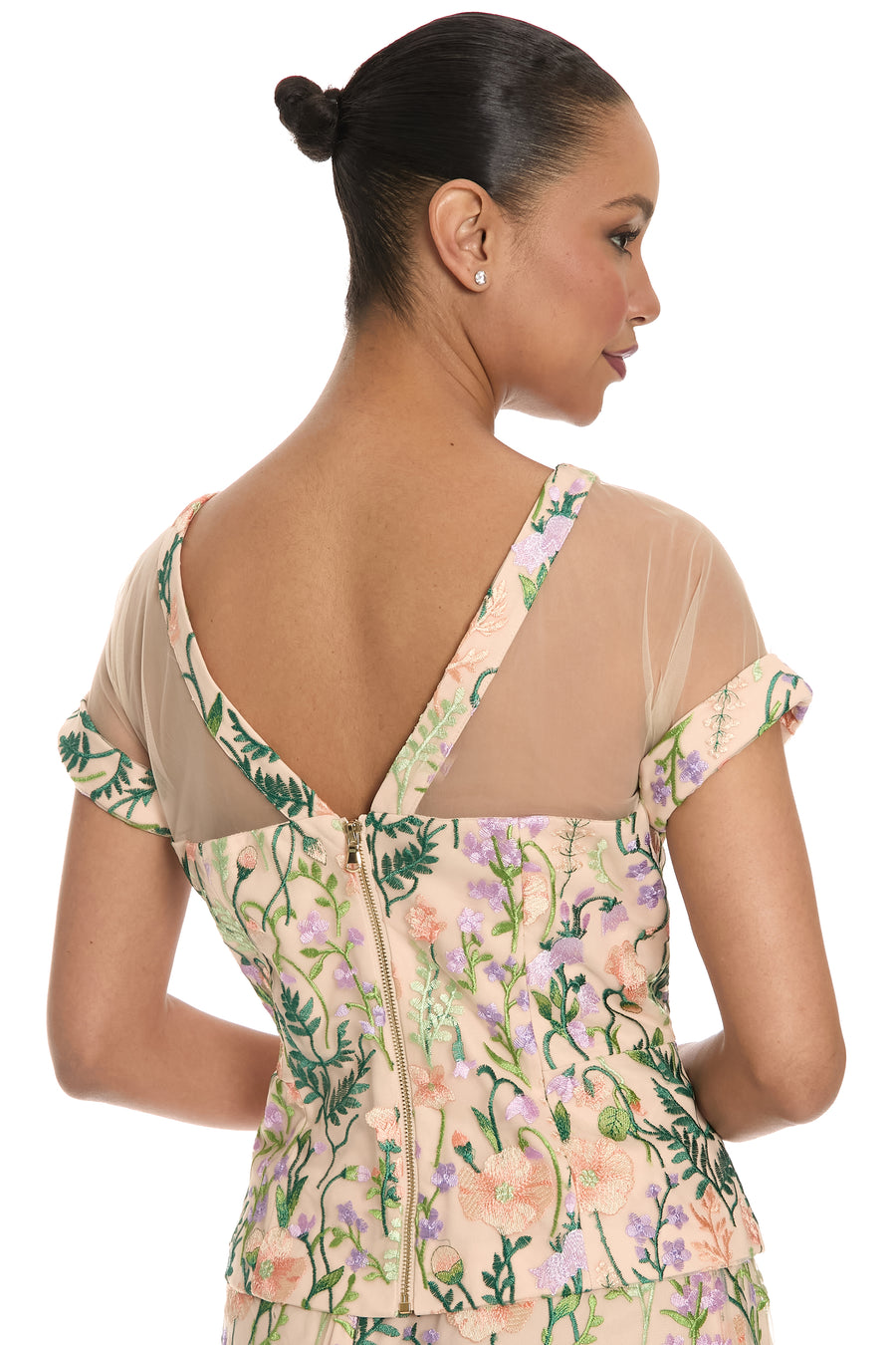 Constance Illusion Blouse in Summer Garden Embroidery
