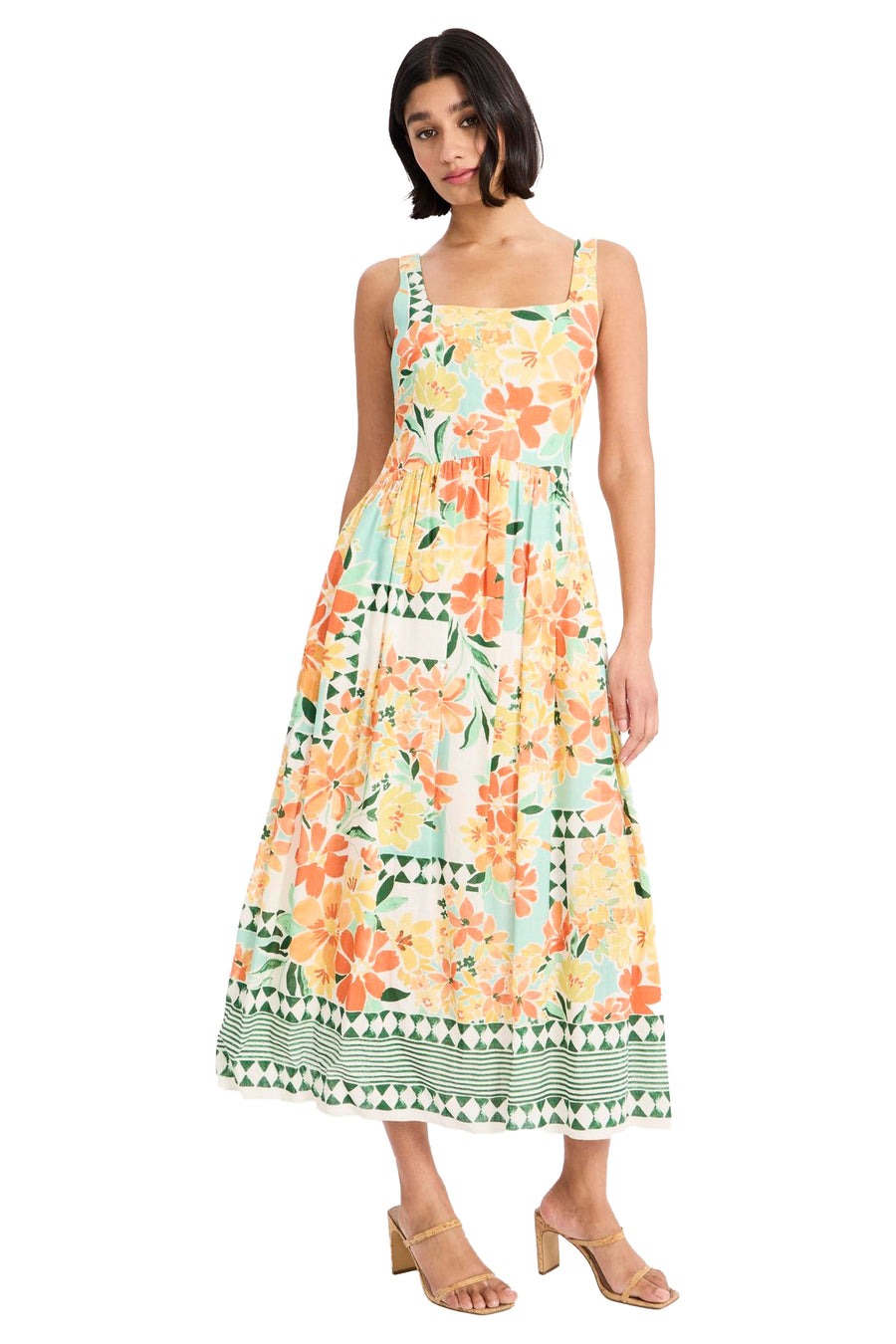 square neck midi dress sleeveless Genevieve Square Neck Sleeveless Midi Dress | Color - Pink / 0