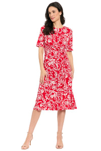 Revel Elbow Sleeve Midi in Graphic Provencal