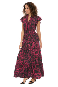 Consuela Cap Sleeve Maxi in Boho Patchwork