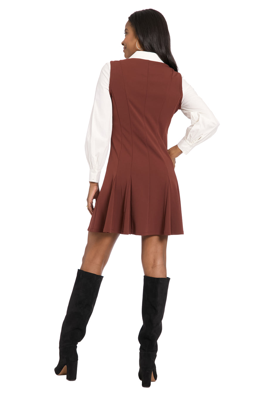 Britt Button-Front Mini Dress A-Line Long Sleeve | London Times Maggy London Britt Button-Front Mini Dress A-Line Long Sleeve | London Times Maggy London