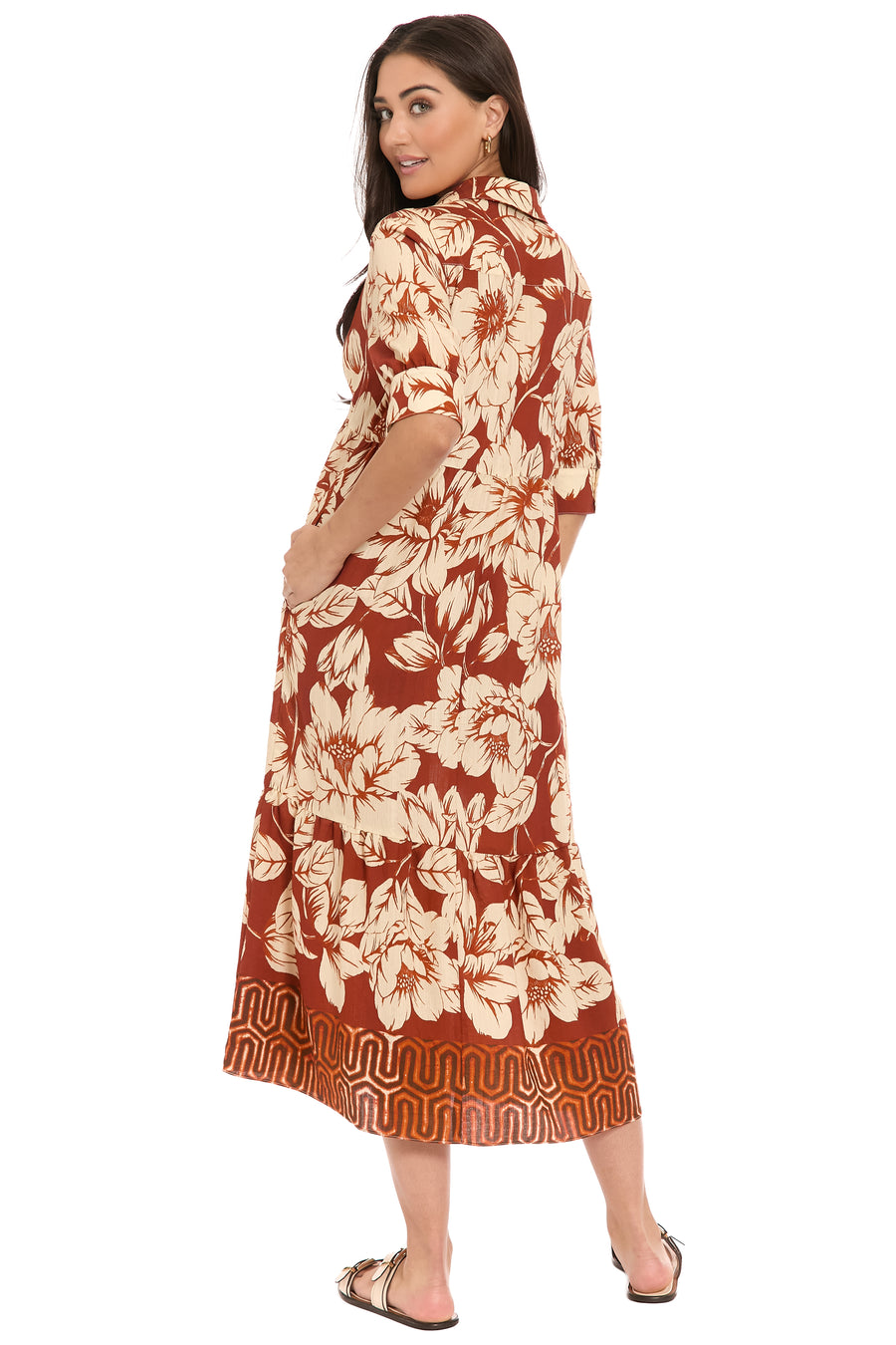 Cecil Elbow Sleeve Tiered Midi