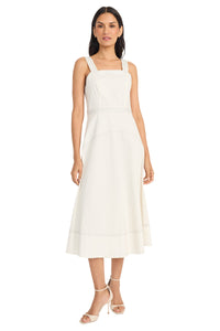 Anika Cotton Topstitch Midi Fit & Flare