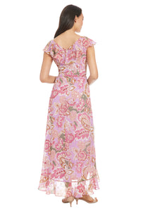 Alessandra Ruffle Faux Wrap Dress in Jacobean Flow - FINAL SALE