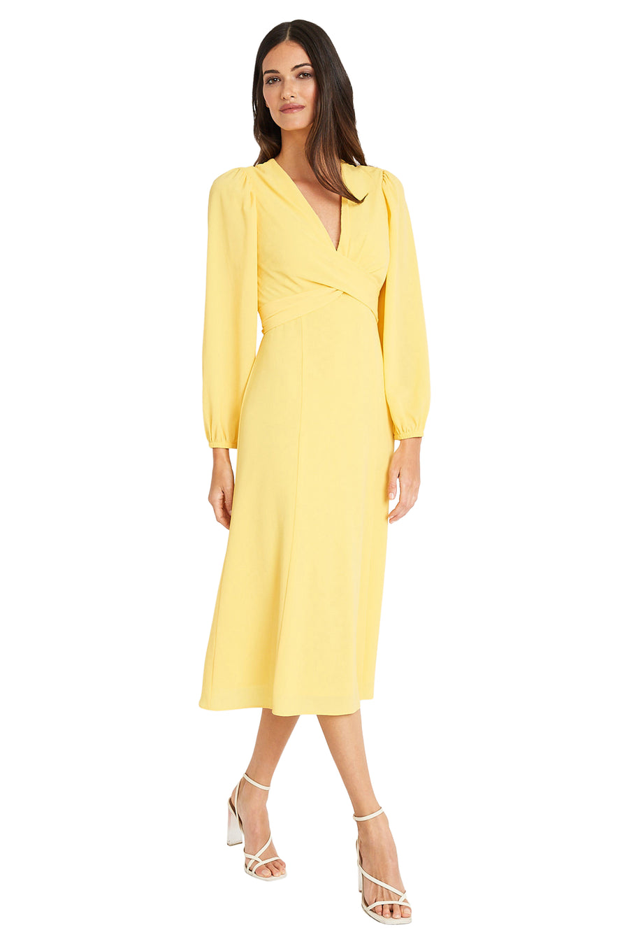 maggy london long sleeve dress Maggy London Illusion Sleeve Midi Dress - Black