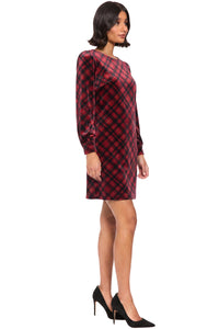 Madilyn Printed Velvet Long Sleeve Dress