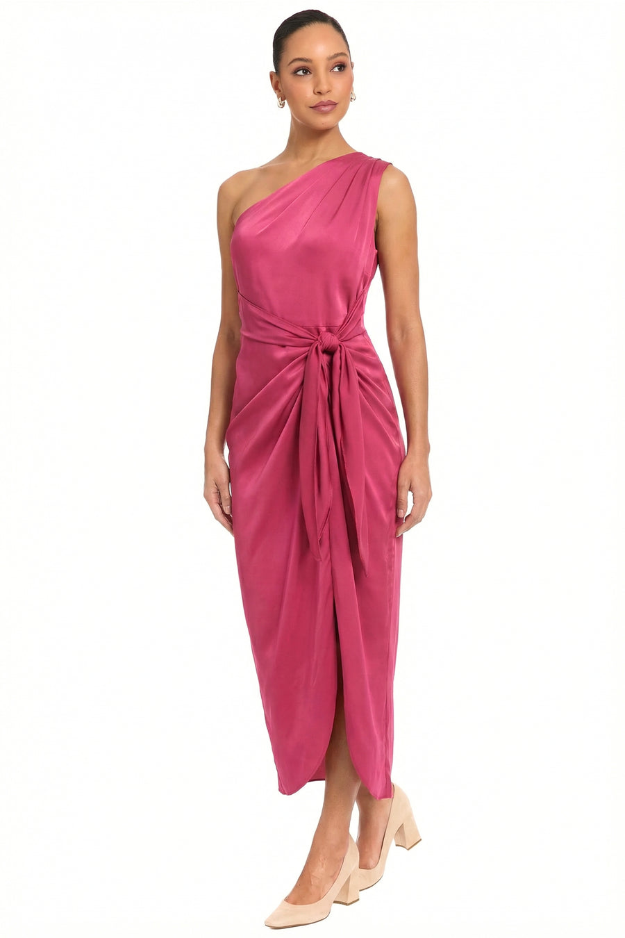 Donna Morgan One Shoulder Midi Dress, Size 10, Vivacious Donna Morgan One Shoulder Midi Dress, Size 10, Vivacious