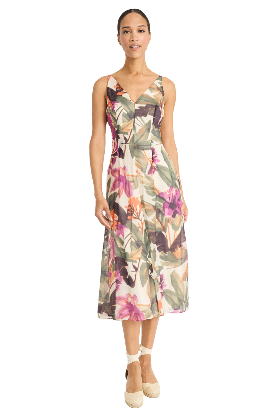 Maggy London Plus Size Sleeveless Midi Dress, Womens, 18W, Ivory/Berry Maggy London Plus Size Sleeveless Midi Dress, Womens, 18W, Ivory/Berry