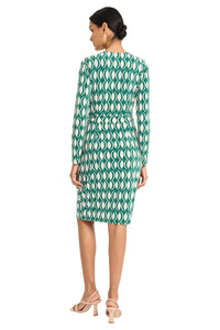 Darcy Wrap in Spectacle Geo Knee-Length Wrap Dress