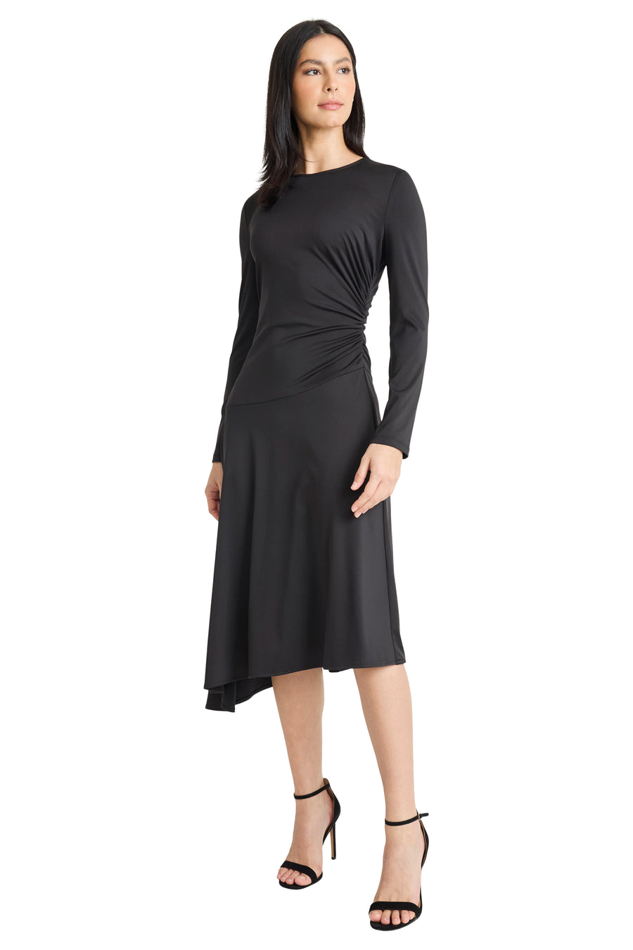 Klaudia Ruched Long Sleeve Midi Dress