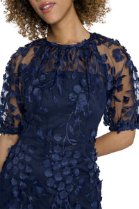 Marigold Dress Textured 3D Embroidered Midi
