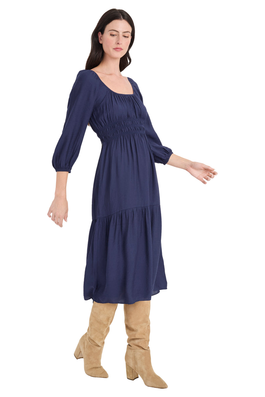 Lawrence Babydoll Smocked Midi Dress