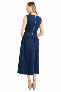 Melinda Denim Drop Waist Midi