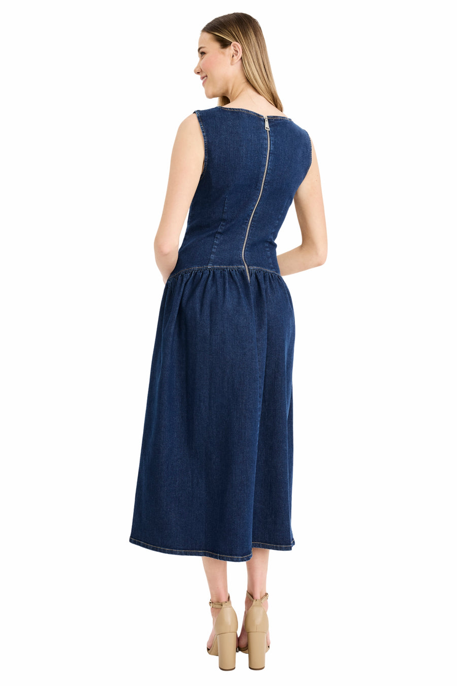 Melinda Denim Drop Waist Midi