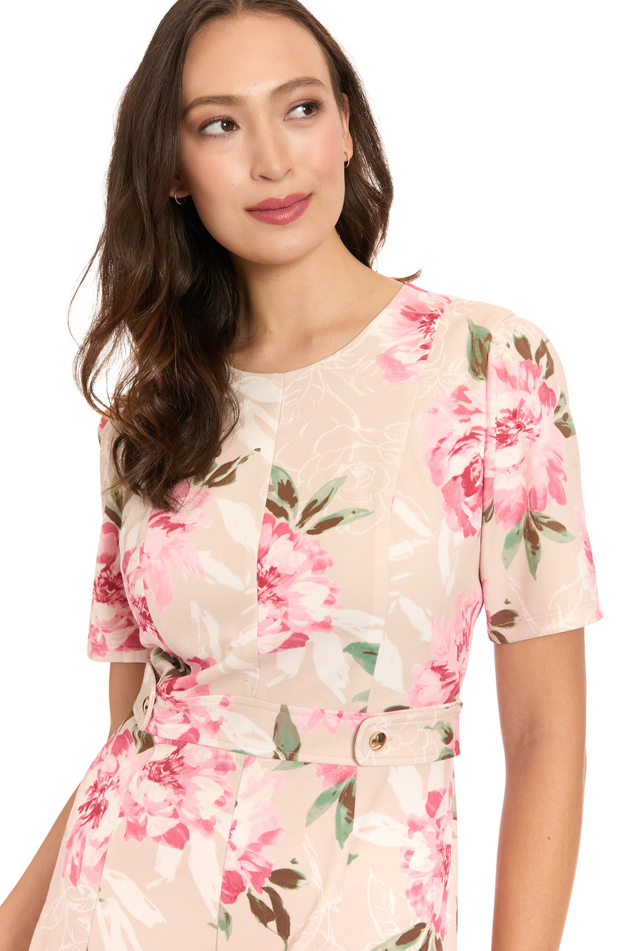 Quill Side Tab Fit & Flare in Outlined Roses