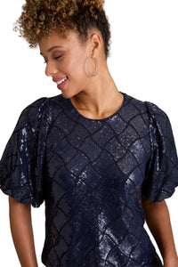 Bryant Jewel Neck Bubble Sleeve Top top
