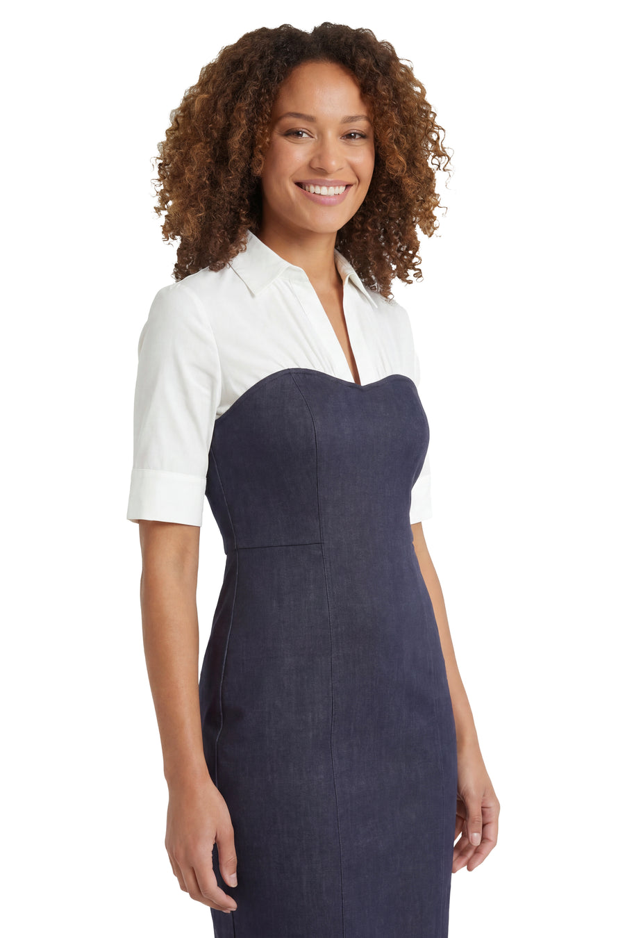 Kendal Elbow Sleeve Denim Collared Sheath