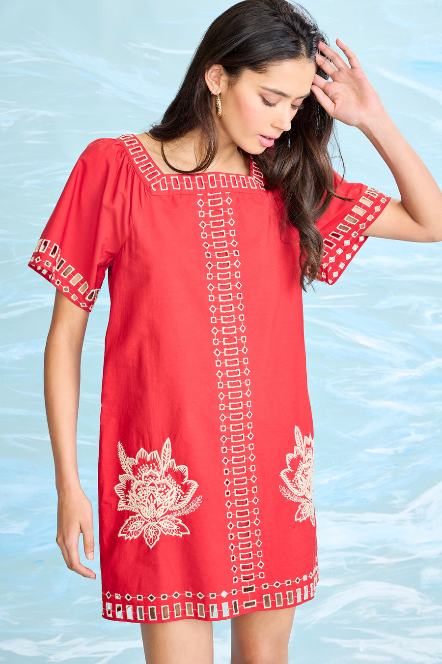 Jaxton Embroided Square Neck Mini