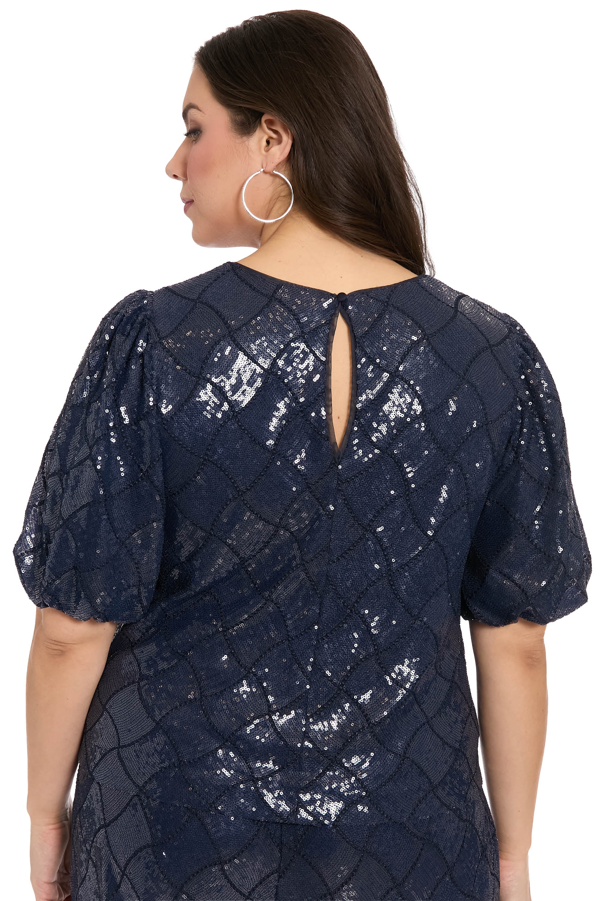Bryant Jewel Neck Bubble Sleeve Top Long Sleeve | Muse by Maggy London