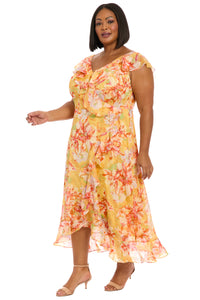 Alessandra Ruffle Faux Wrap Dress in Happy Floral - FINAL SALE