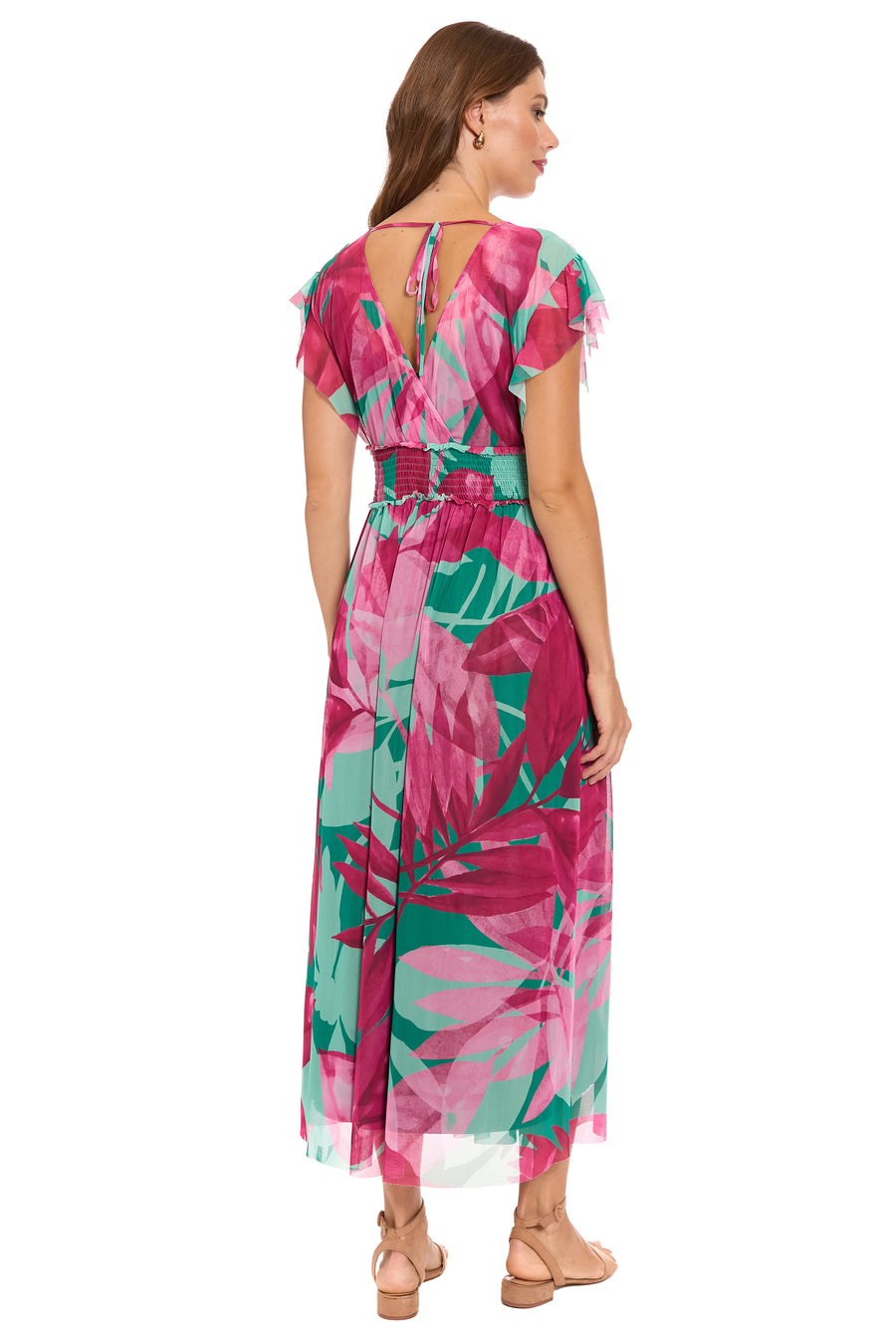 Cassiopeia  V-Neck Tiered Mesh Maxi