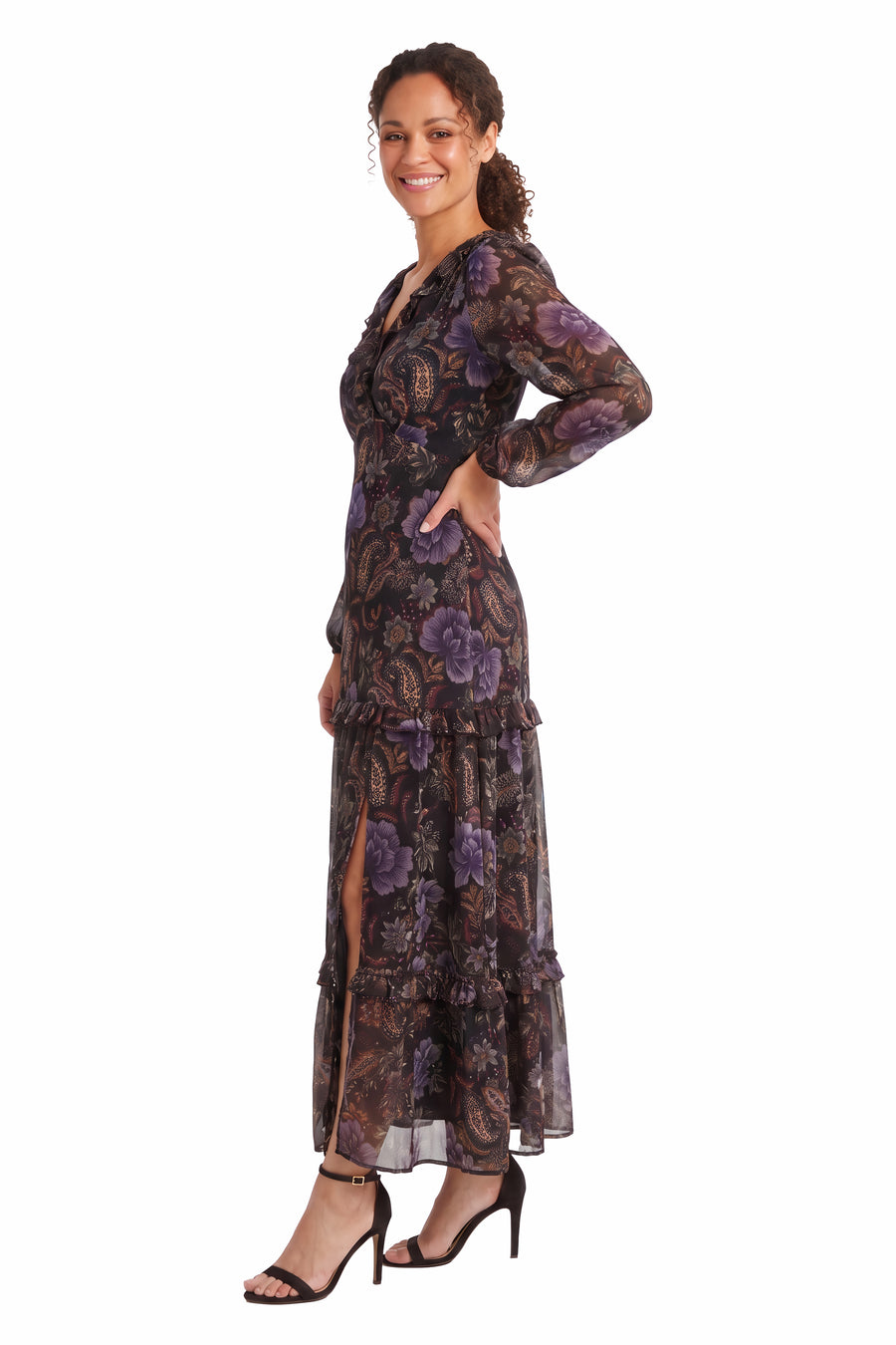 Veron Paisley Floral Tiered Maxi Dress
