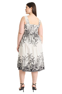 Charice in Painted Palms Midi Fit & Flare Dress - FINAL SALE