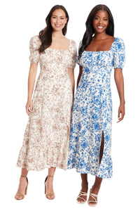 Kristin Short Sleeve in Floral Toile Linen