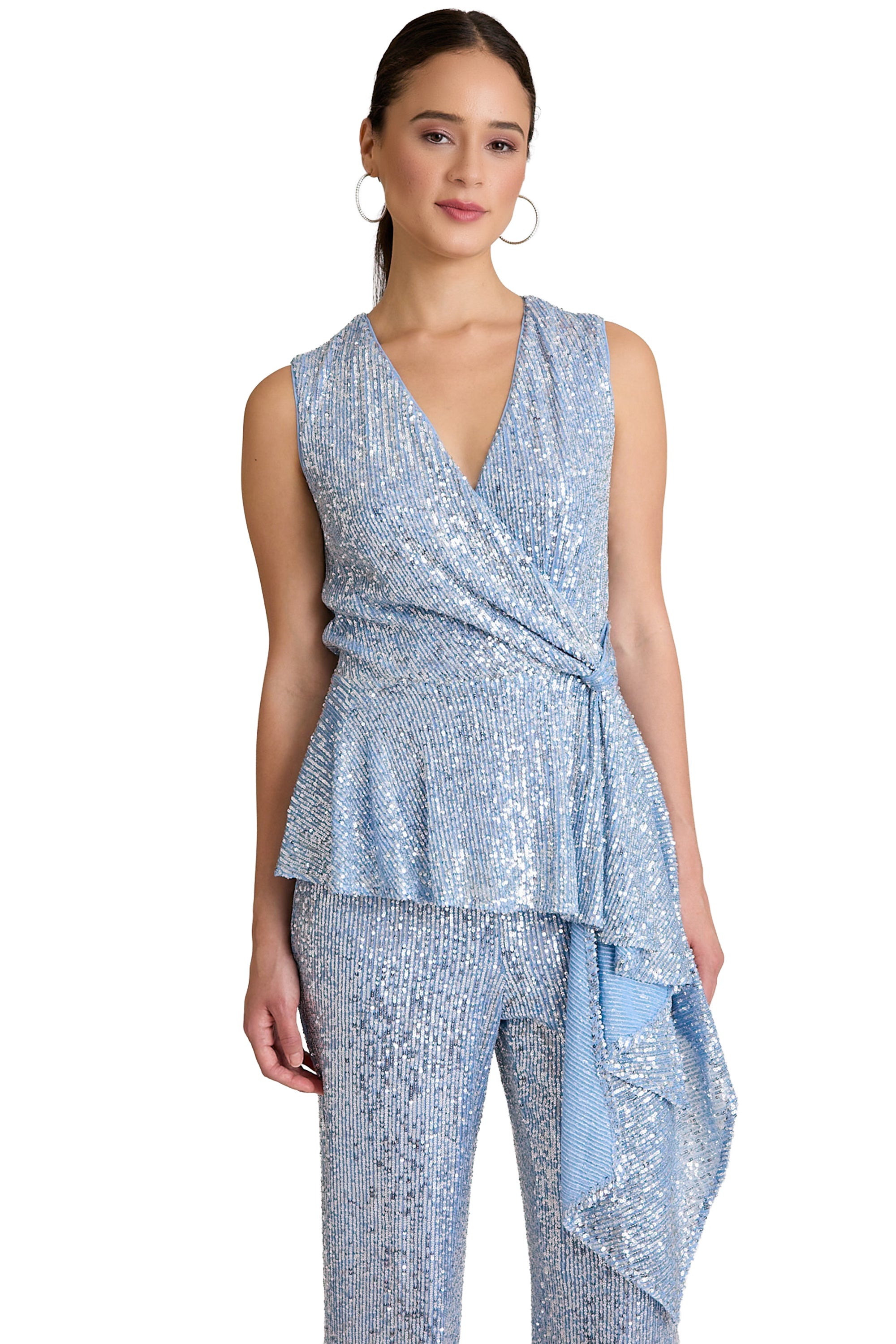 Tribeca Sleeveless Peplum Top Wrap | Muse by Maggy London