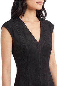 Ashanti Suede Cap Sleeve A-Line Midi